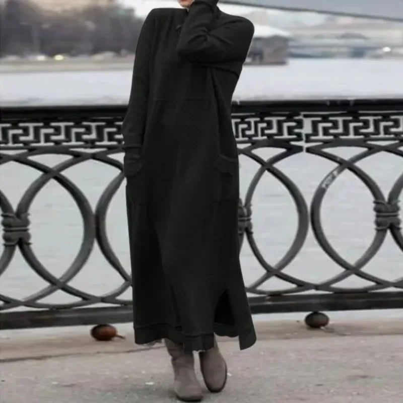 Women's Winter Hooded Dress Black – The End Cult