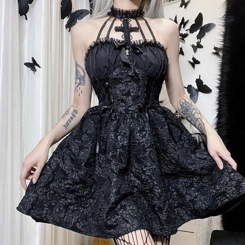 elegant gothic dresses Gothic Black Sequin and Satin Evening Gown