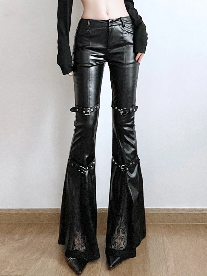 Women's Leather Flare Pants