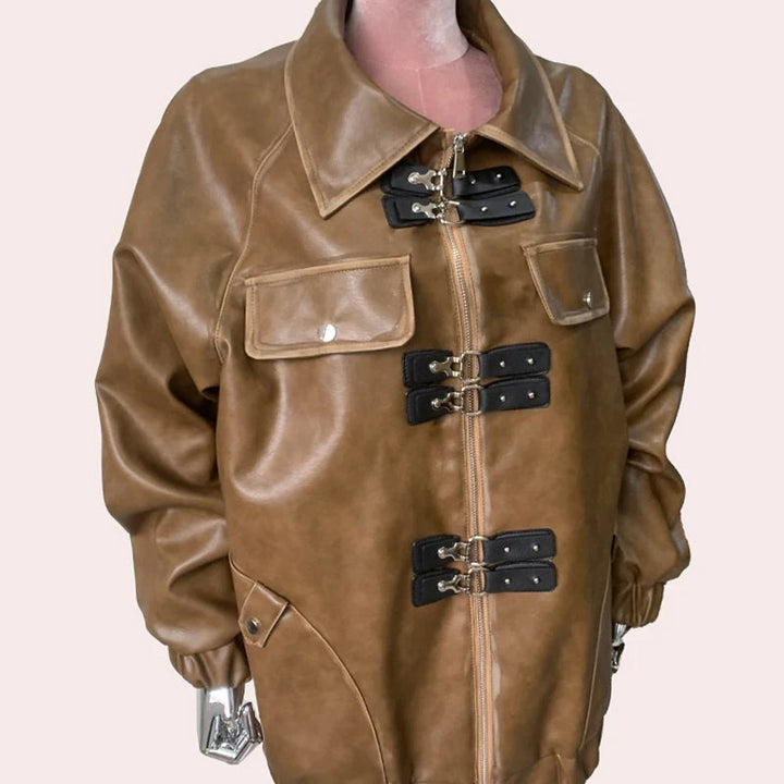 Women's Oversized Leather Jacket