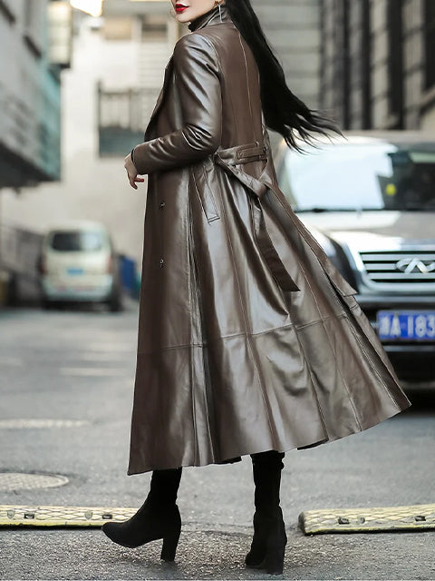 Women's Leather Trench Coat