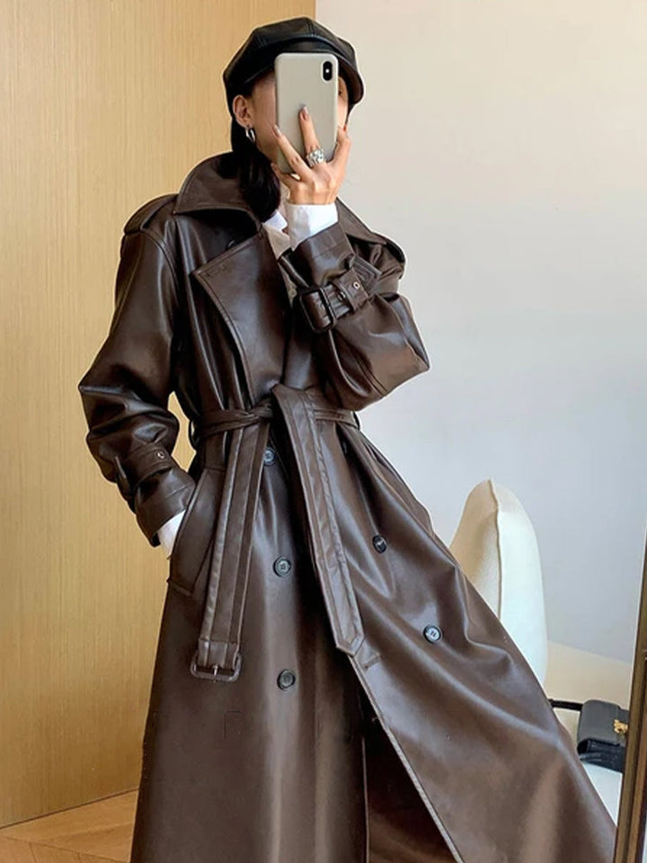 Women's Leather Trench Coat