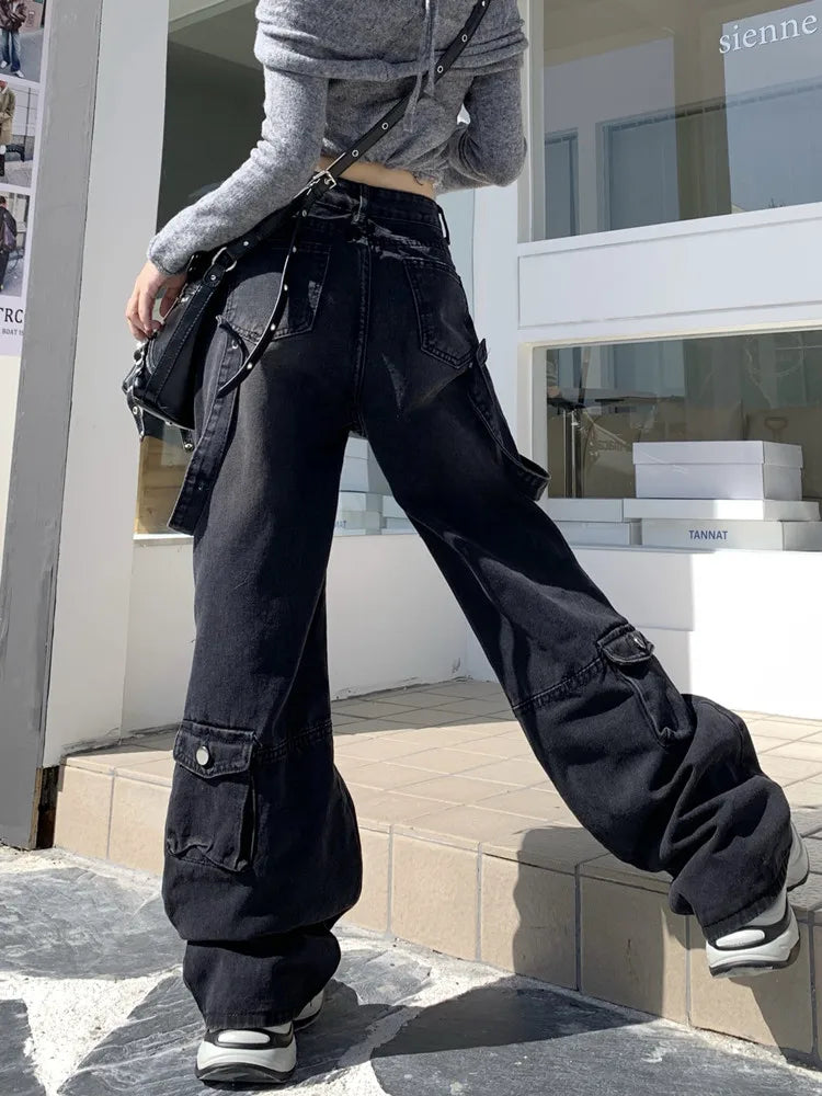 Women's Baggy Cargo Pants Black