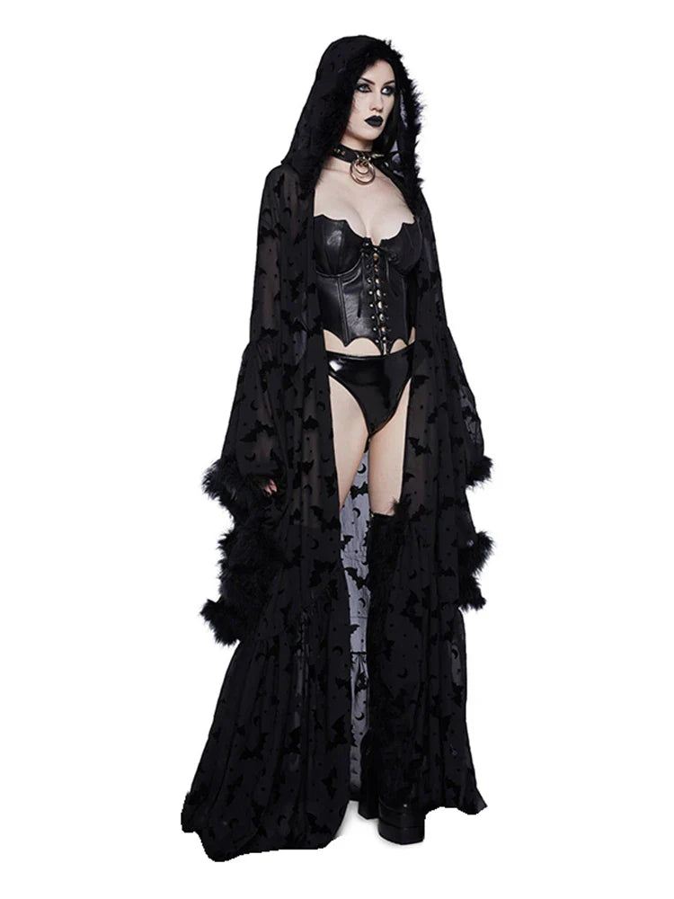 Women's Long Gothic Cape Black