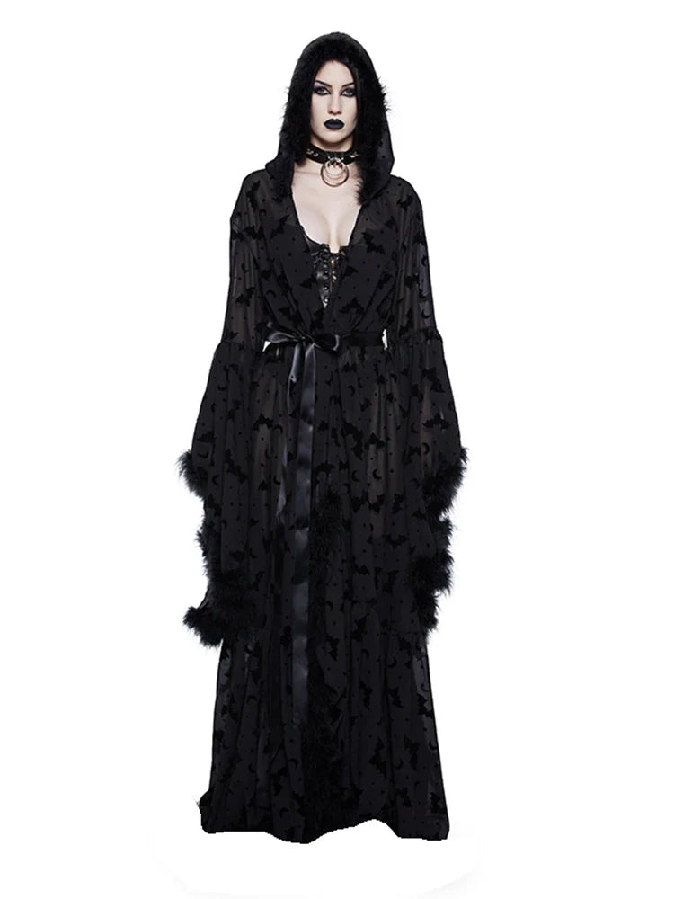 Women's Long Gothic Cape Black