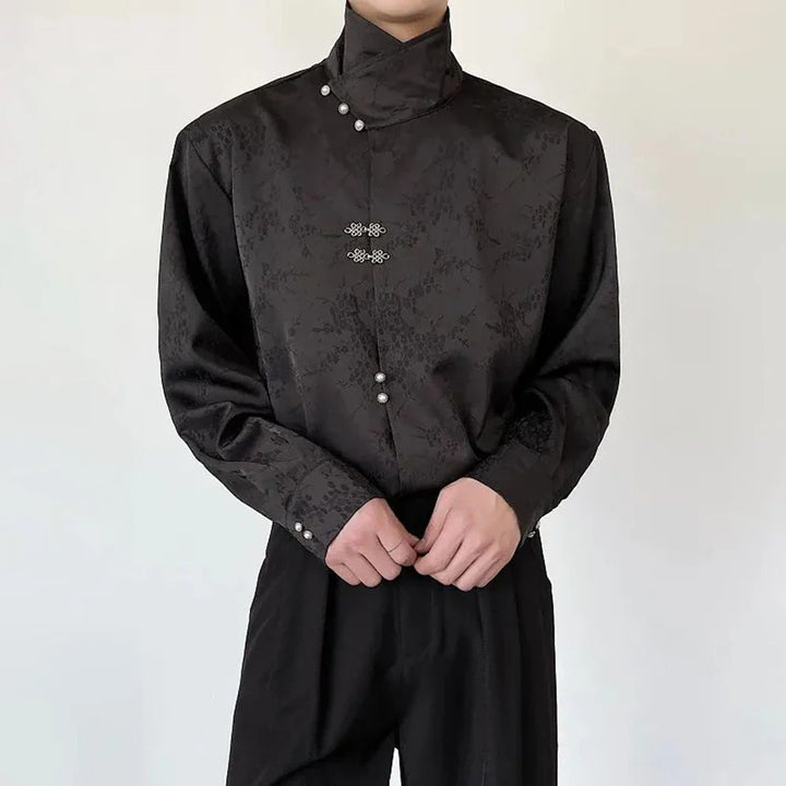 Men's Satin Blouse Black