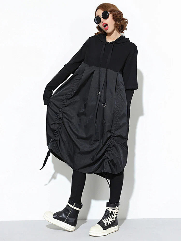 Women's Long Hooded Dress Black