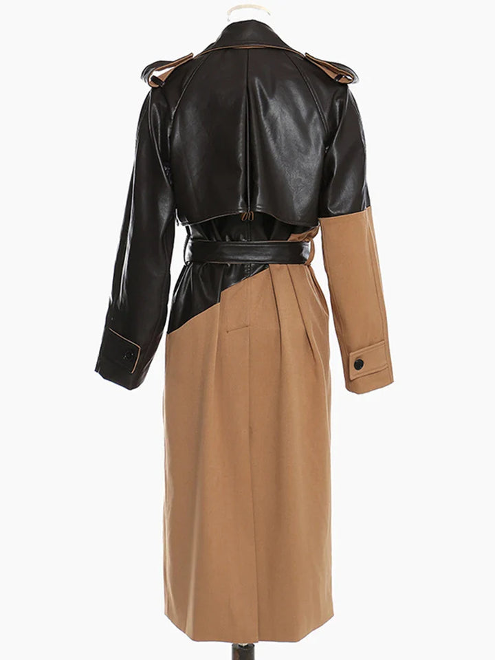 Women's Leather Trench Coat Brown