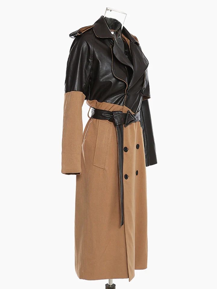 Women's Leather Trench Coat Brown