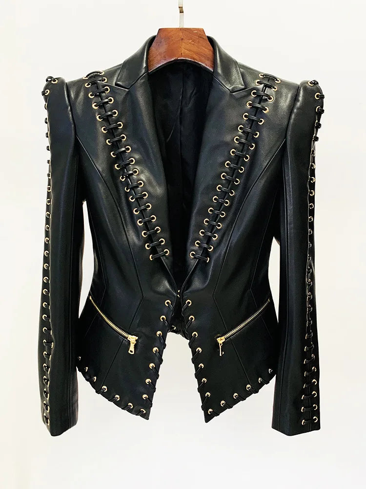 Women's Rope Lacing Leather Jacket – The End Cult