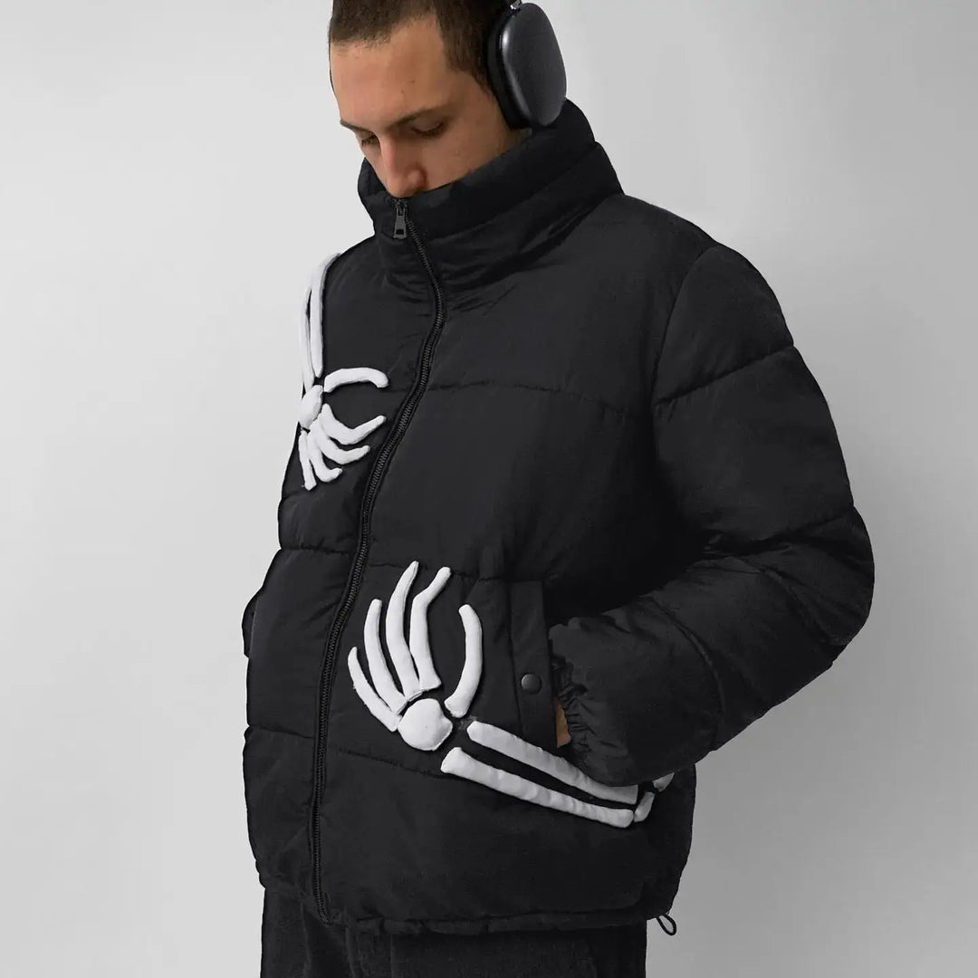 Men's Skeleton Puffer Jacket Black