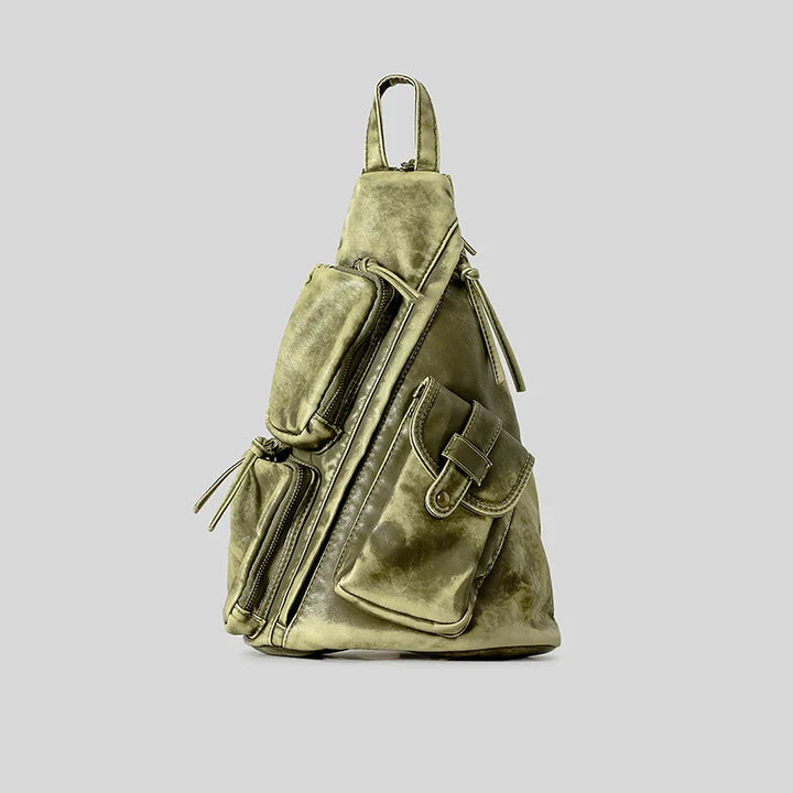 Women's Washed Leather Backpack Gray
