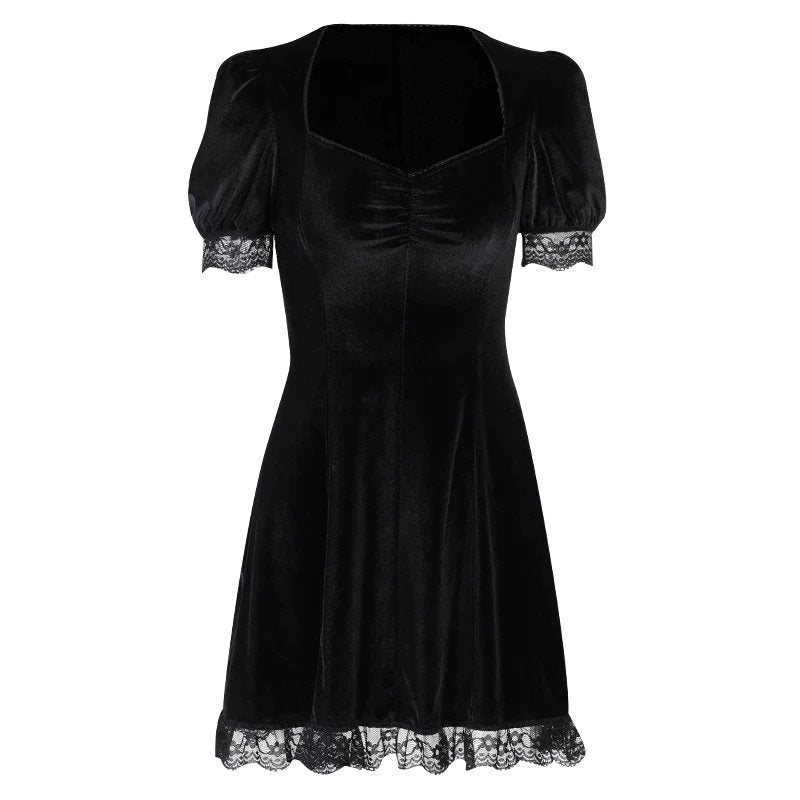 green emerald velvet dress Gothic Black Sequin and Satin Evening Gown main image 1
